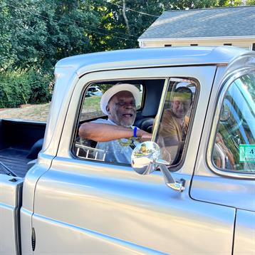 A man in a truck