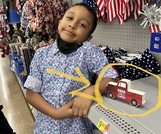 A boy in a store