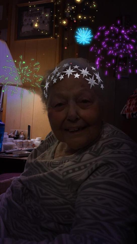A woman with silver stars on her head