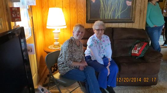 Two women sitting on a couch