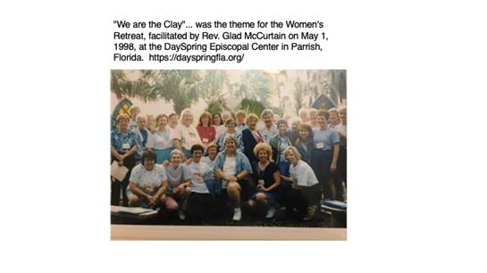 A large group gathered at DaySpring Episcopal Center for a women's retreat led by Glad McCurdan.
