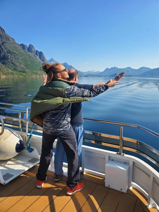 Two people on a boat