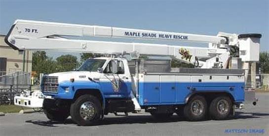 A blue and white truck
