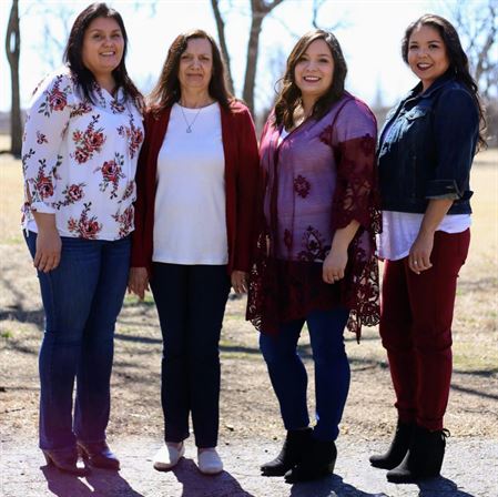 A group of women standing together outside