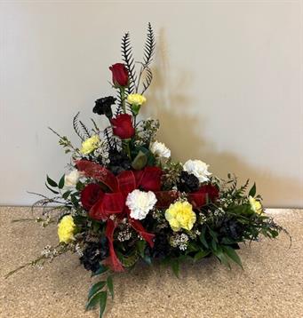 A bouquet of flowers on a table