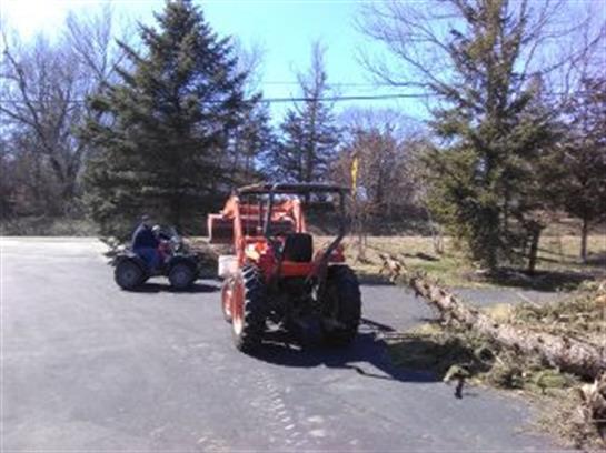 A tractor on the road