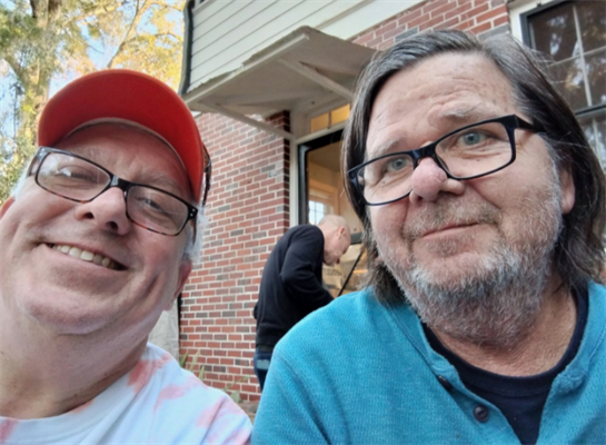 Two men taking a selfie