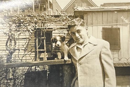 A man with a dog