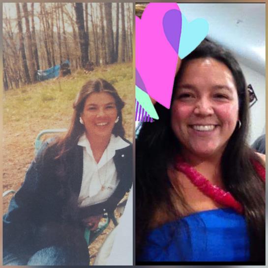 A woman is shown in nature and at a celebration, reflecting her changes over the years.