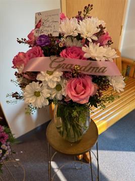 A bouquet of flowers in a vase