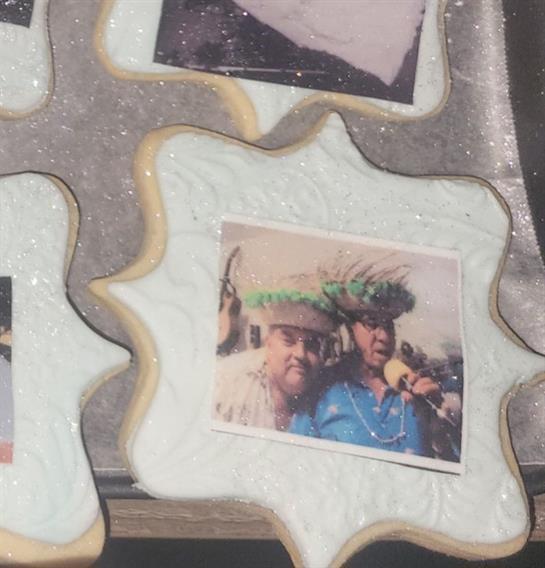 A group of cookies with pictures on them