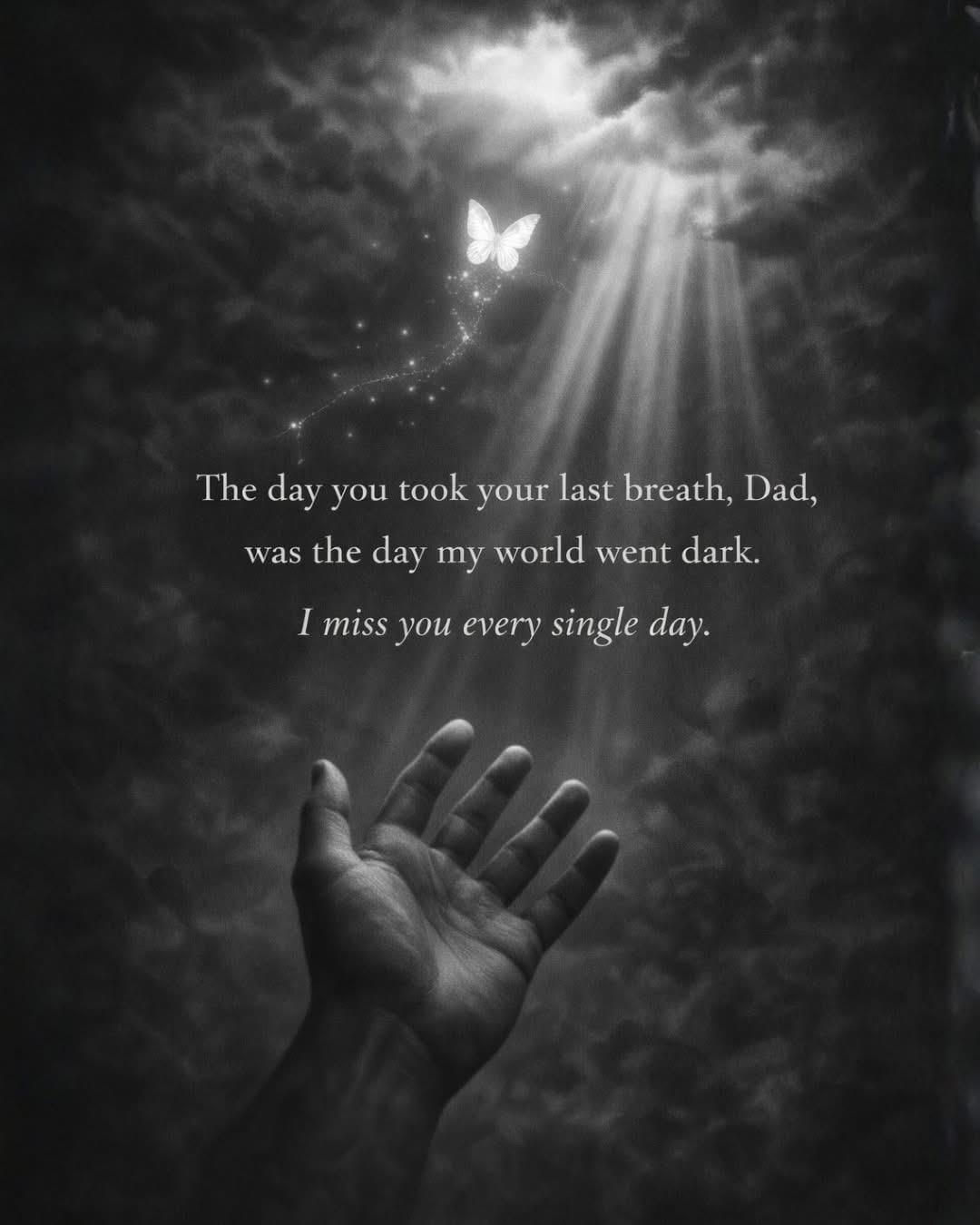 A hand reaching out to the sky with a butterfly