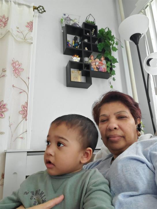 A woman and a child