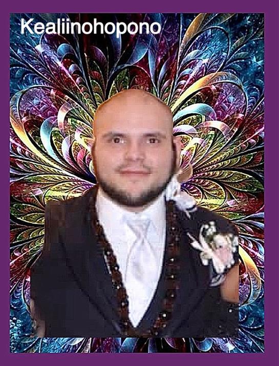 Confident individual in a suit with floral accents against a vivid backdrop.