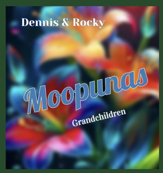 Dennis and Rocky enjoy a family reunion surrounded by colorful flowers and joyful grandchildren.