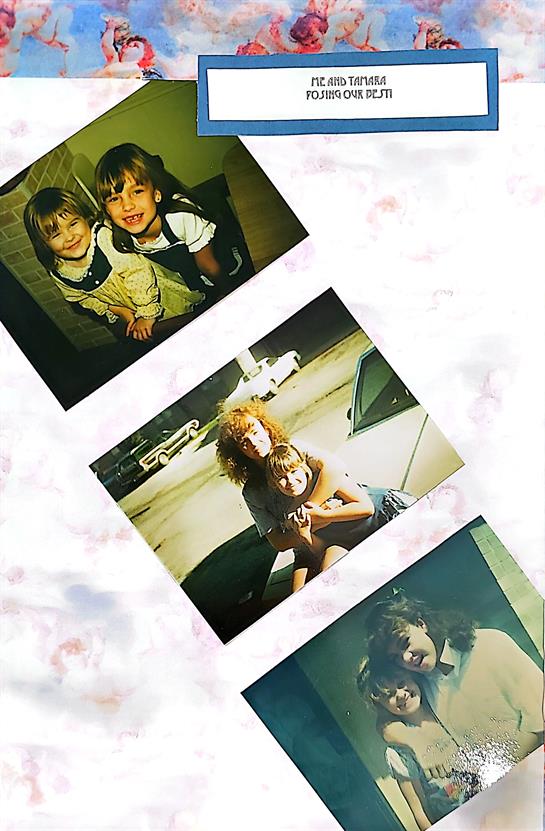 A group of polaroid pictures of a couple of girls