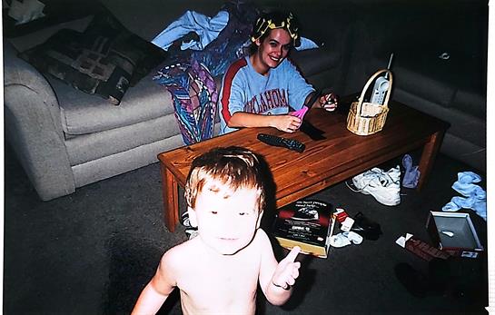 A woman and child in a nice room
