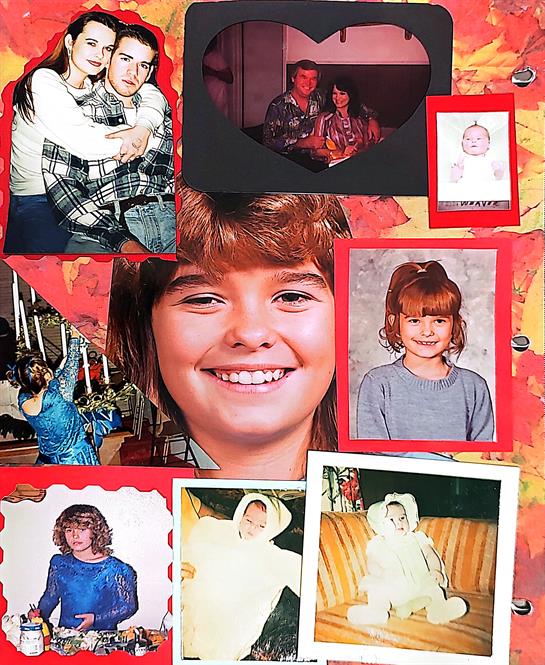 A collage of photos of a child and a girl