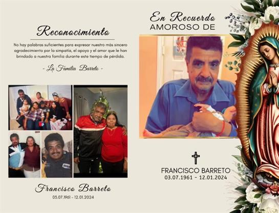 Family gathers to celebrate Francisco Barreto with shared memories and photos.