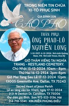 Loved ones honor Ong Phao-Lo Nguyen Long at Restland Cemetery, remembering fond memories.