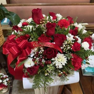 A bouquet of flowers on a table