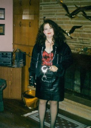 A woman in a black dress