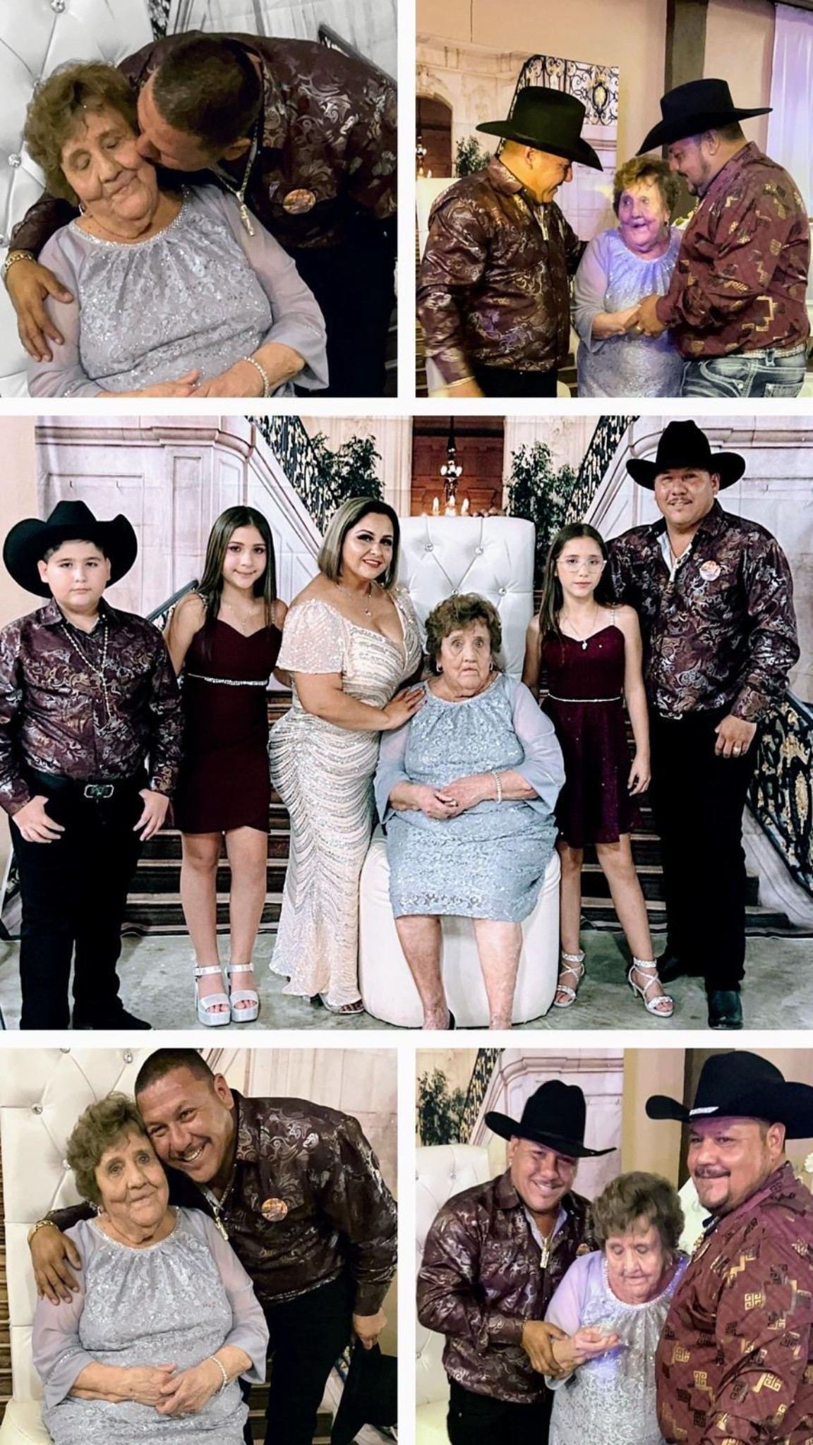 A collage of a group of people posing for the camera