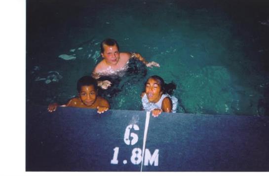 A group of people in a pool