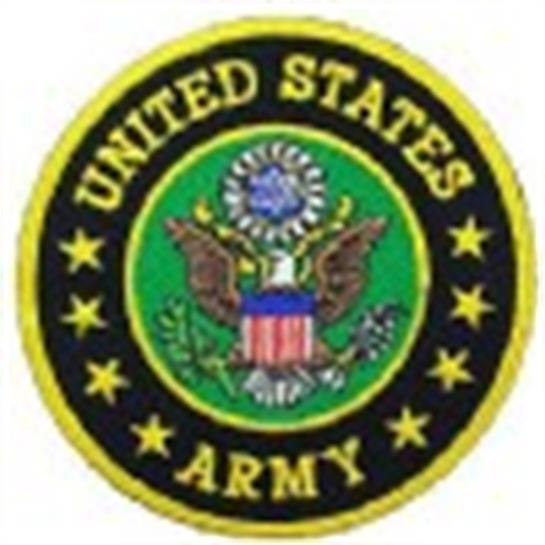 Emblem displays a bald eagle with shield and stars, representing the United States Army.