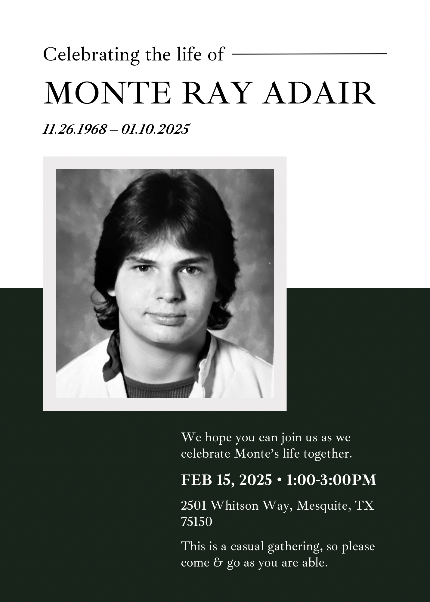Friends and family gather to honor and celebrate Monte Ray Adair's life and legacy.