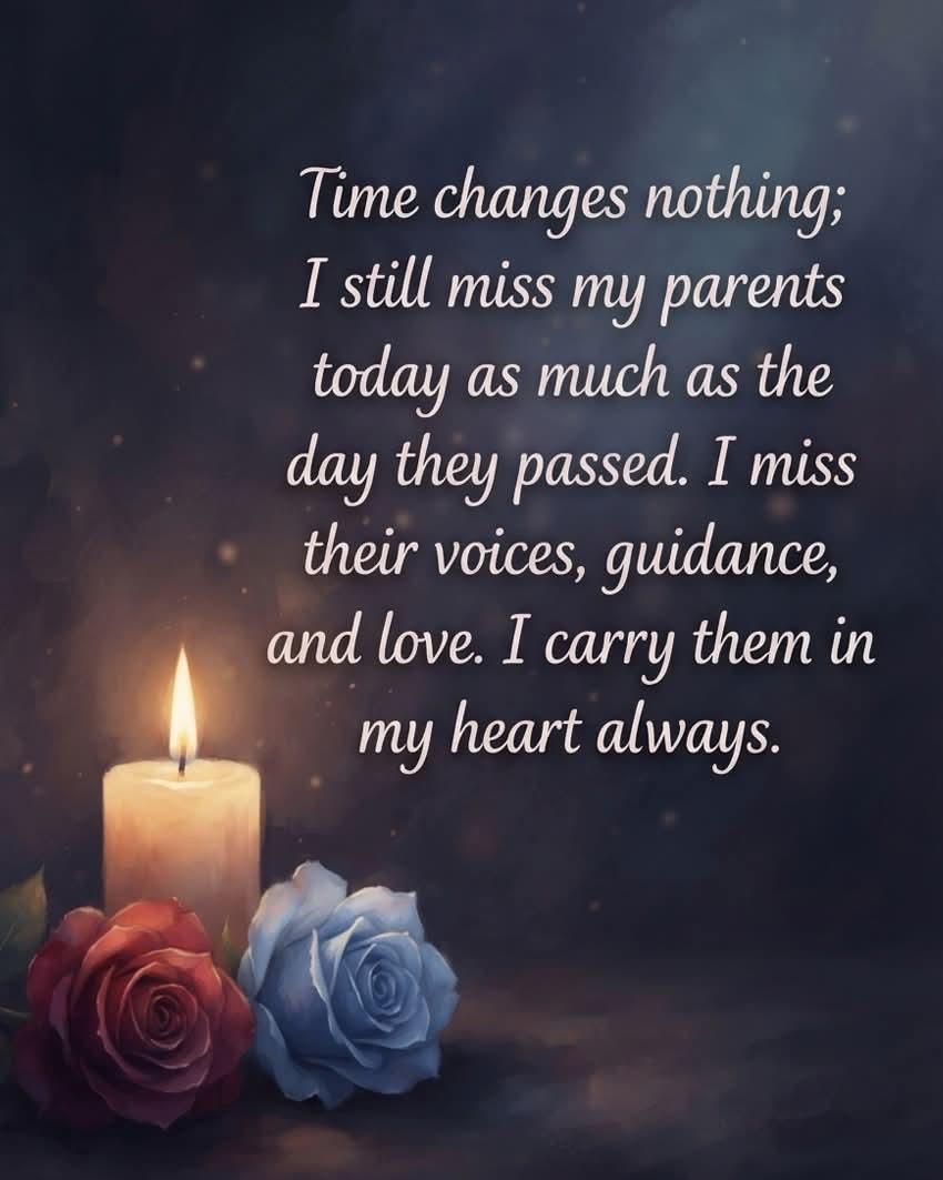 A candle and roses with text overlay