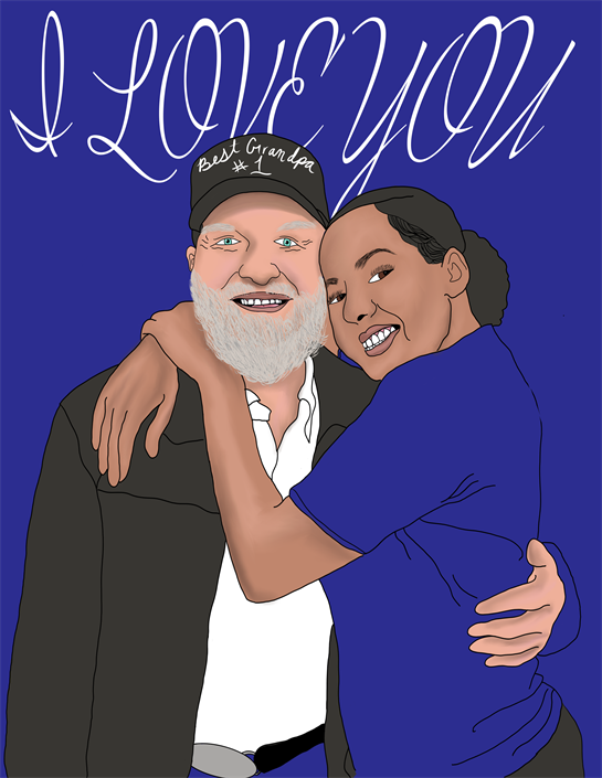 Two people display affection, wrapping their arms around each other with joy and warmth.