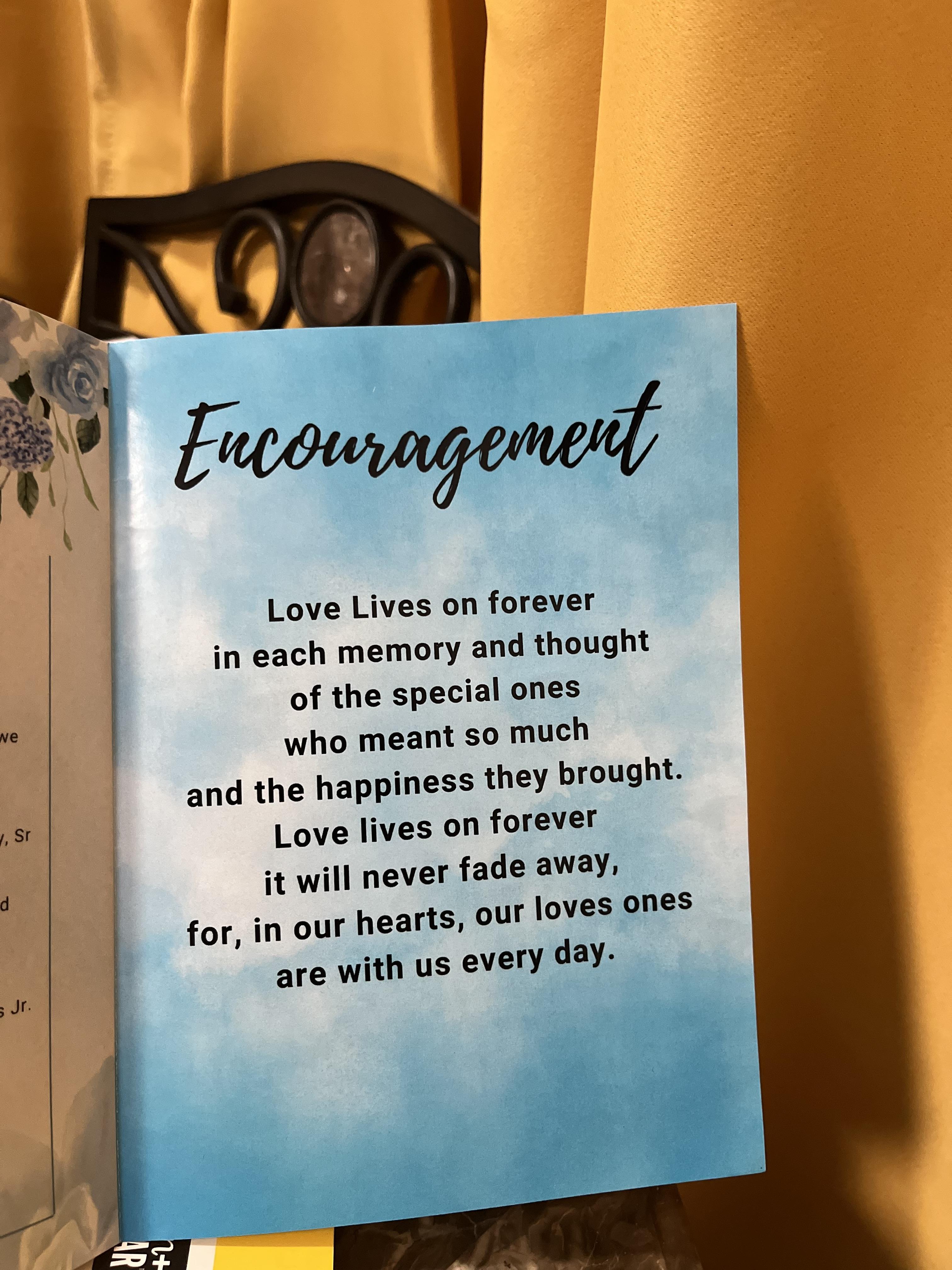 Words express the enduring nature of love and memories, highlighted in soft blue tones.