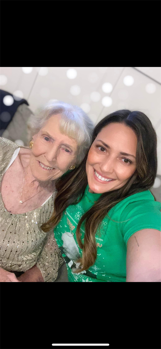 A selfie of two women