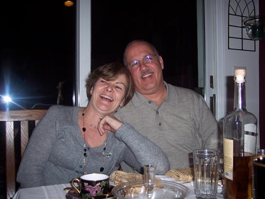 A man and woman sitting at a table