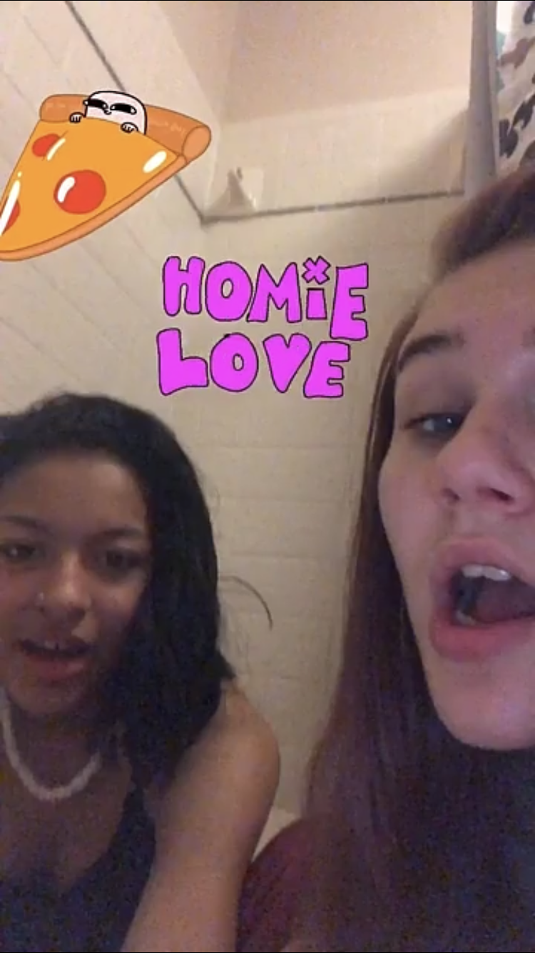 A couple of girls taking a selfie