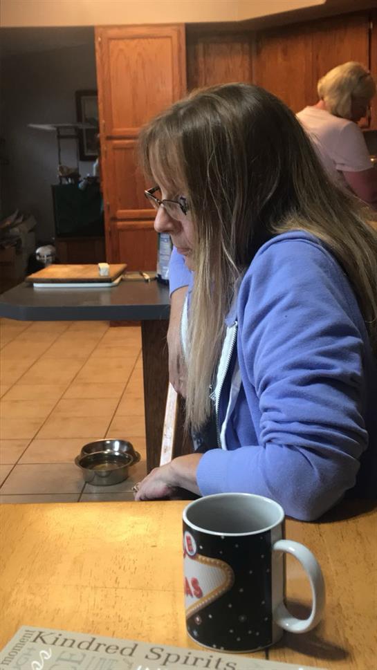 A woman sitting at a table