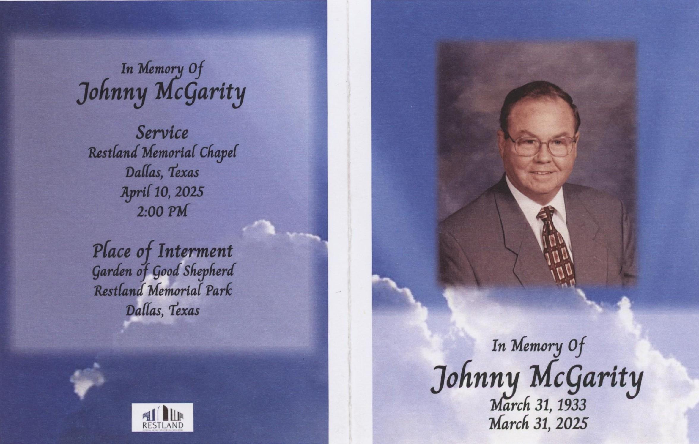 Family and friends gather to honor the life of Johnny McGarity at a memorial service in Dallas.