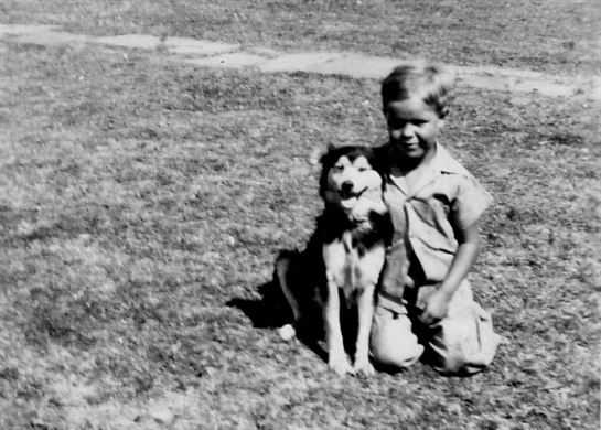 A boy with a dog