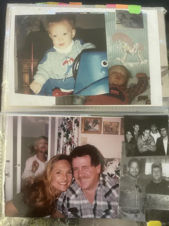 A collage of a family photo
