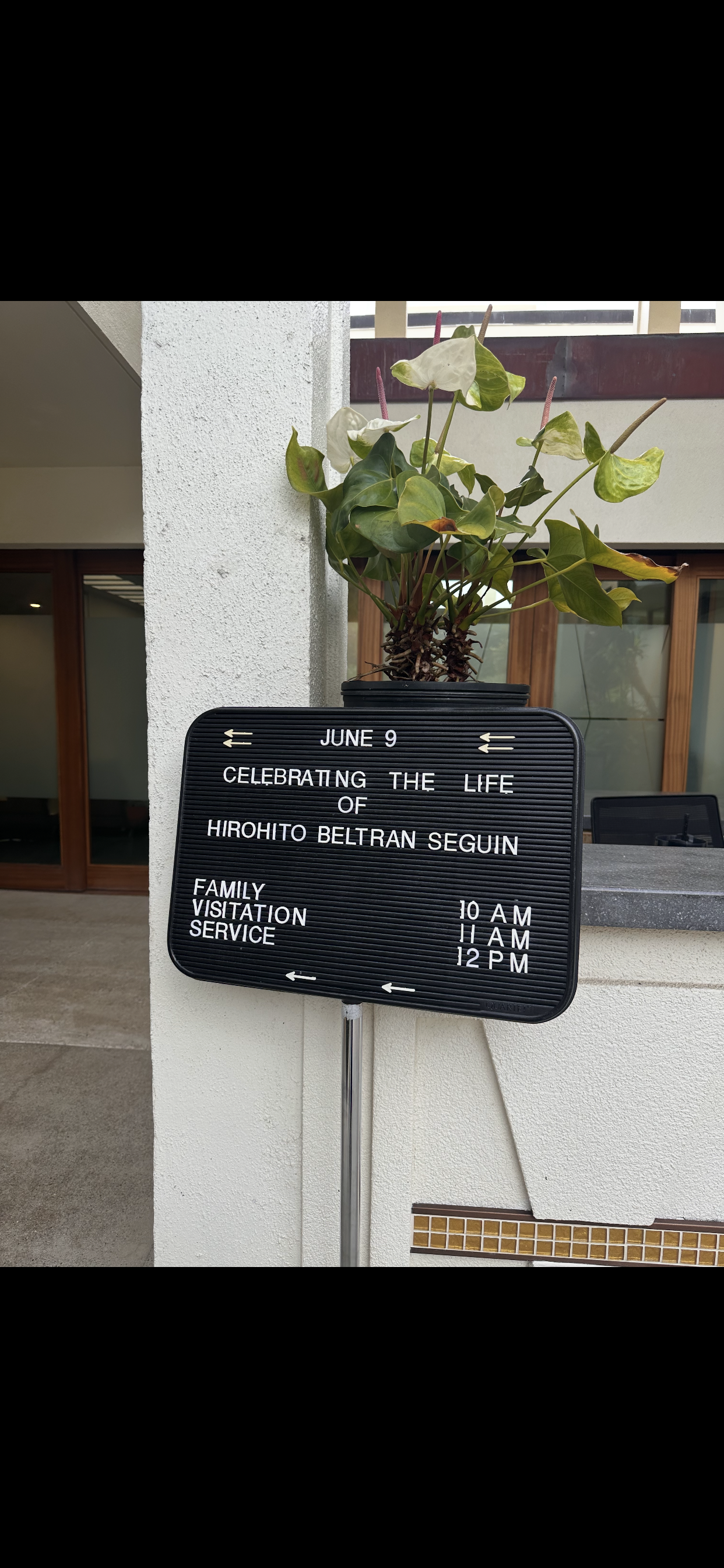Family visitation and service are scheduled for Hirohito Beltran Seguin on June 9 at 10 AM.