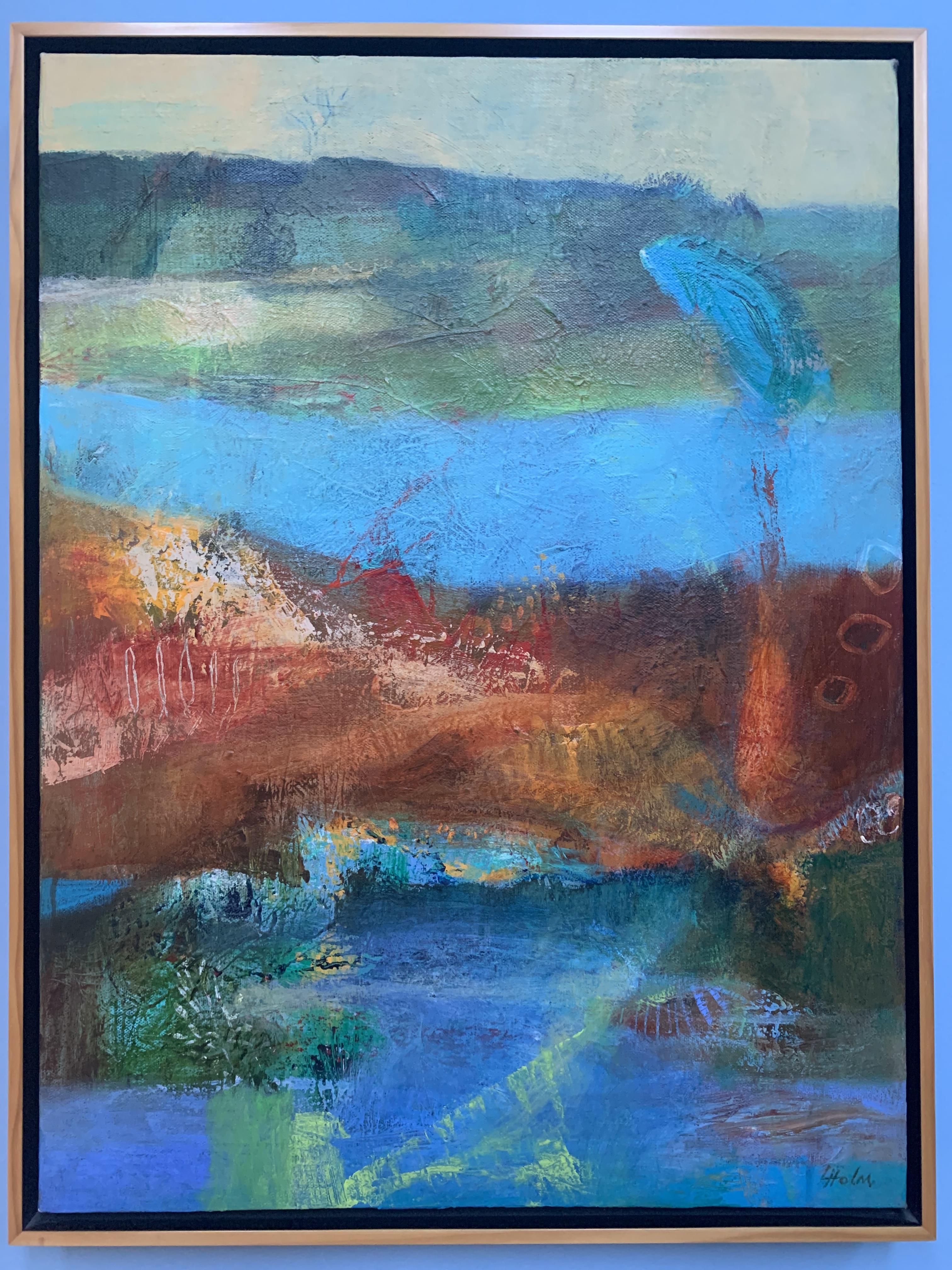 Colorful abstract artwork depicting layers of earth and water, showcasing tranquility and vibrancy.