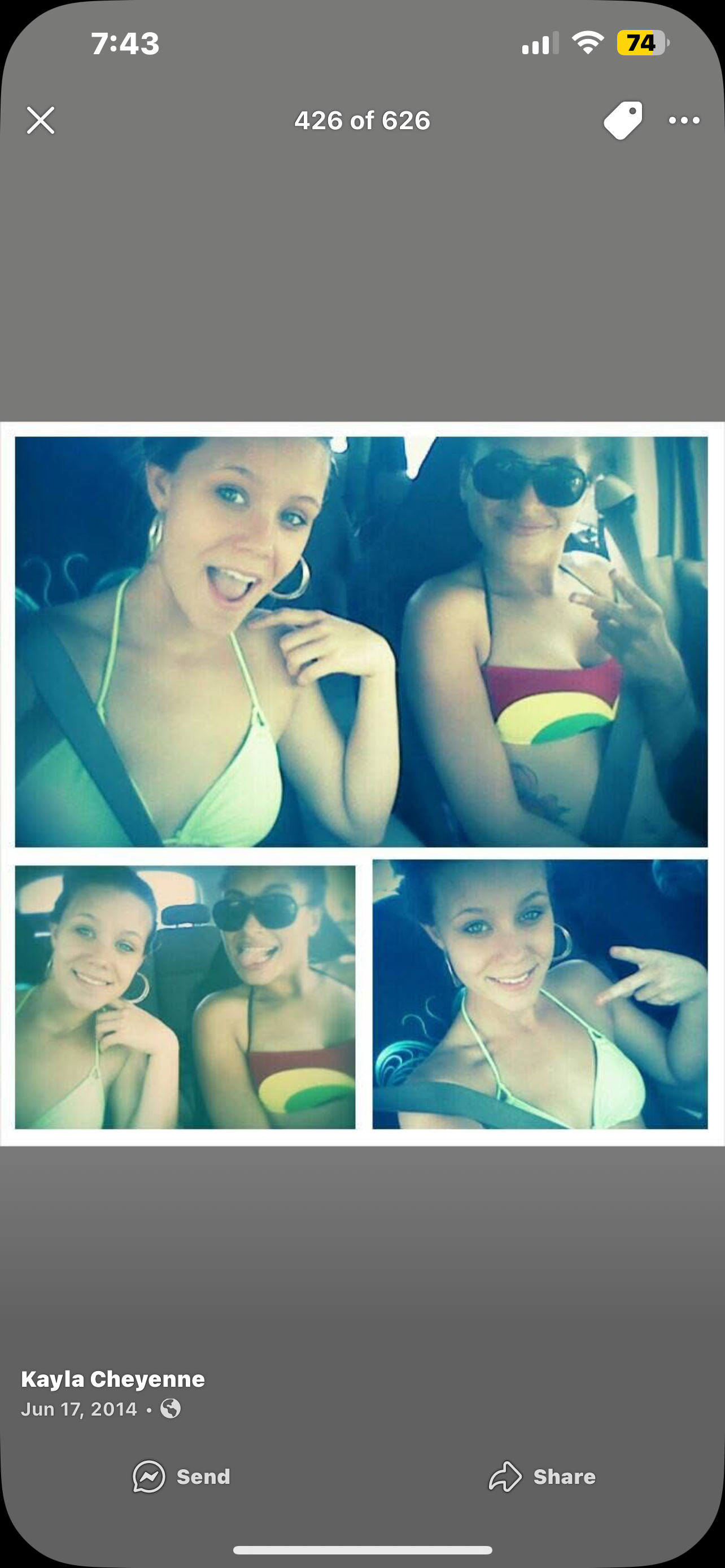 Two friends take selfies in the car, smiling in stylish sunglasses on a sunny summer day.