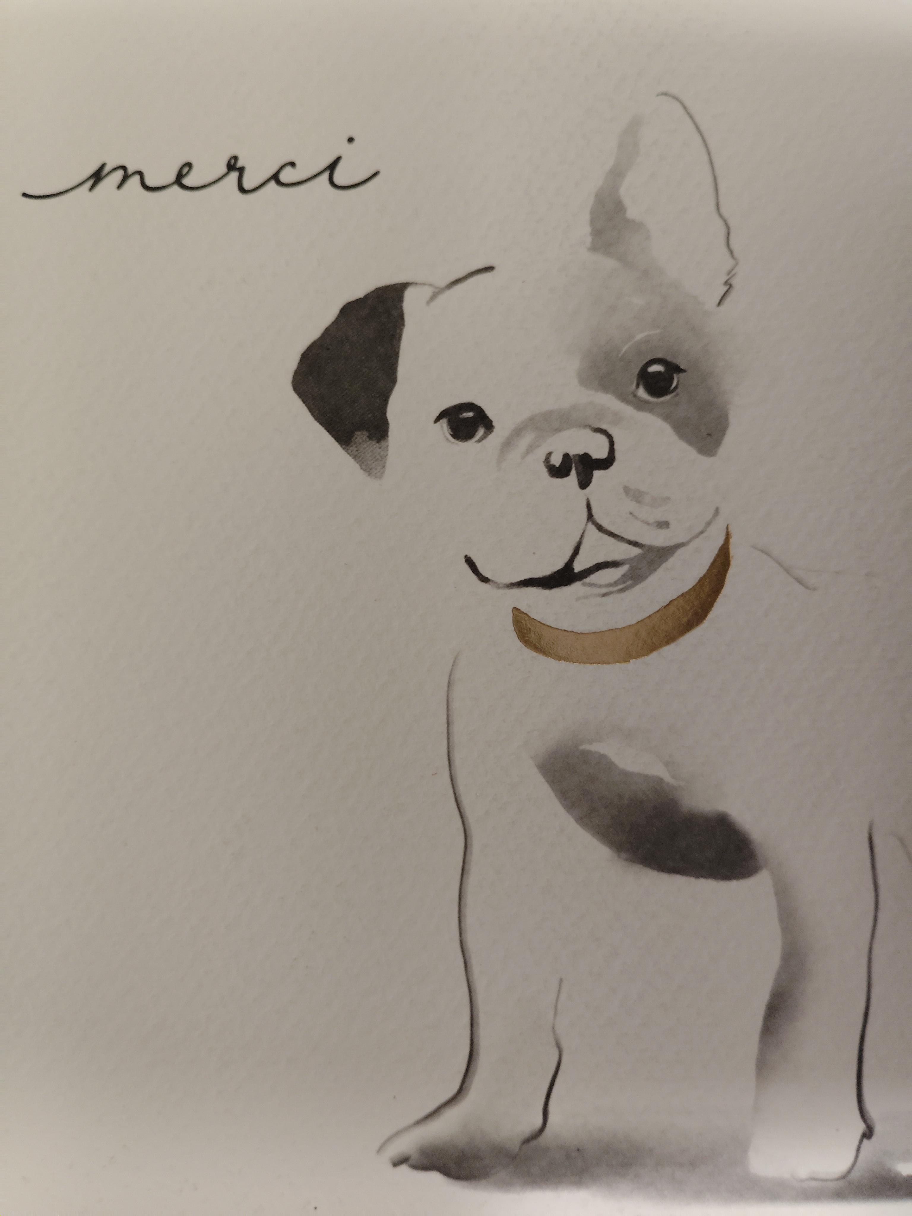 A drawing of a dog