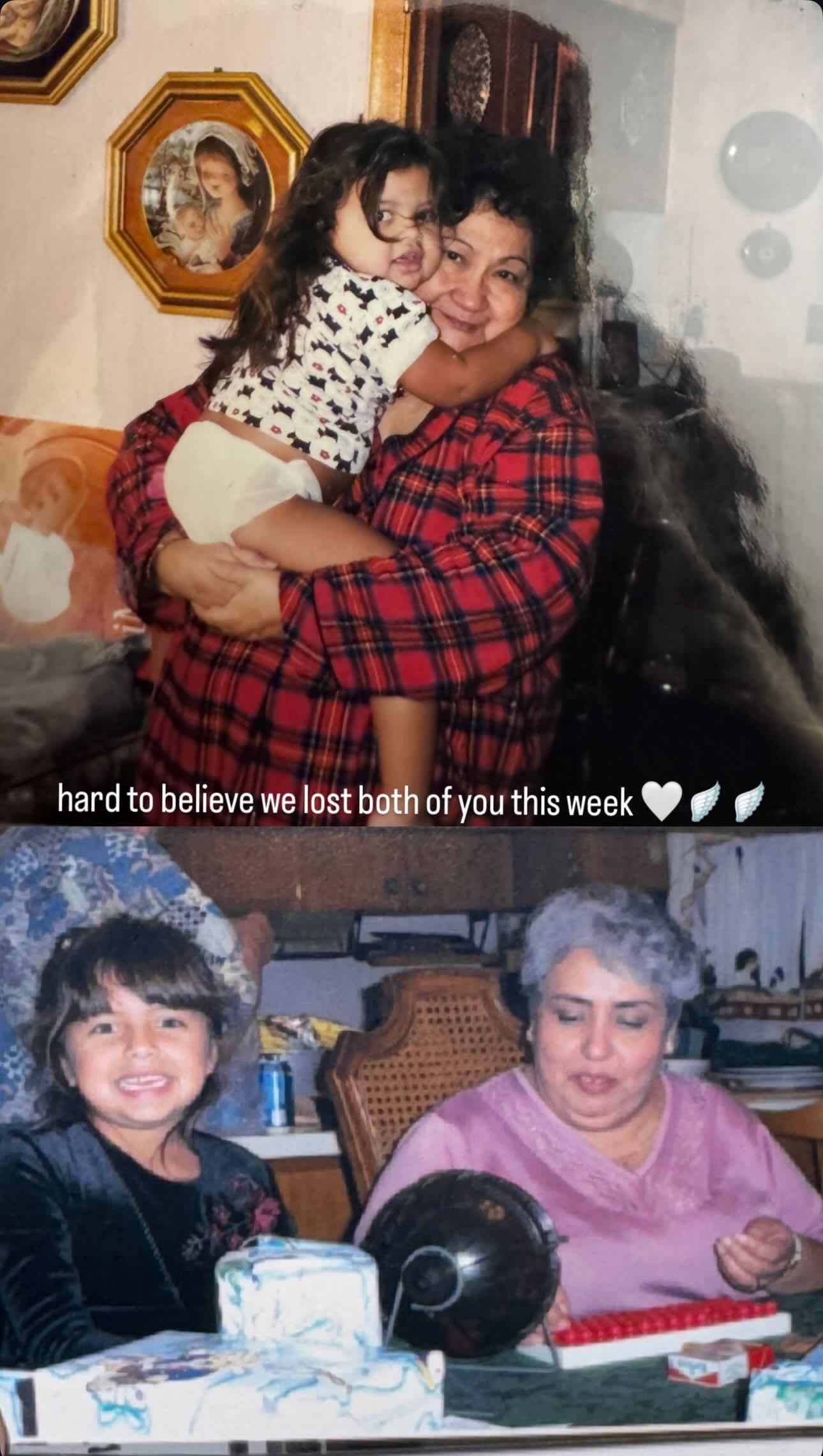 Two heartfelt moments show cherished family connections and memories shared over time.