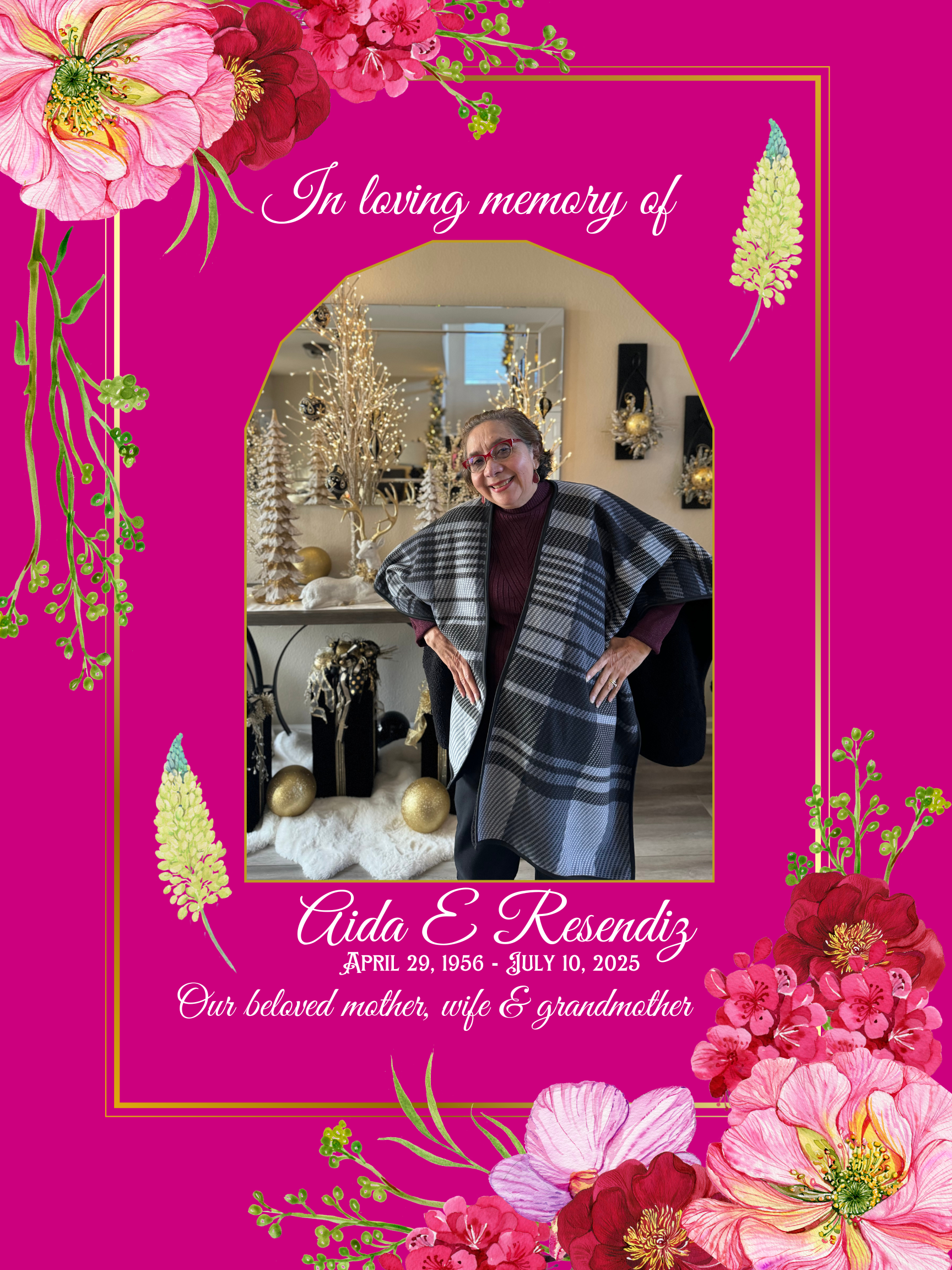 Family gathers to honor Aida E Resendiz in a beautifully decorated space filled with love.