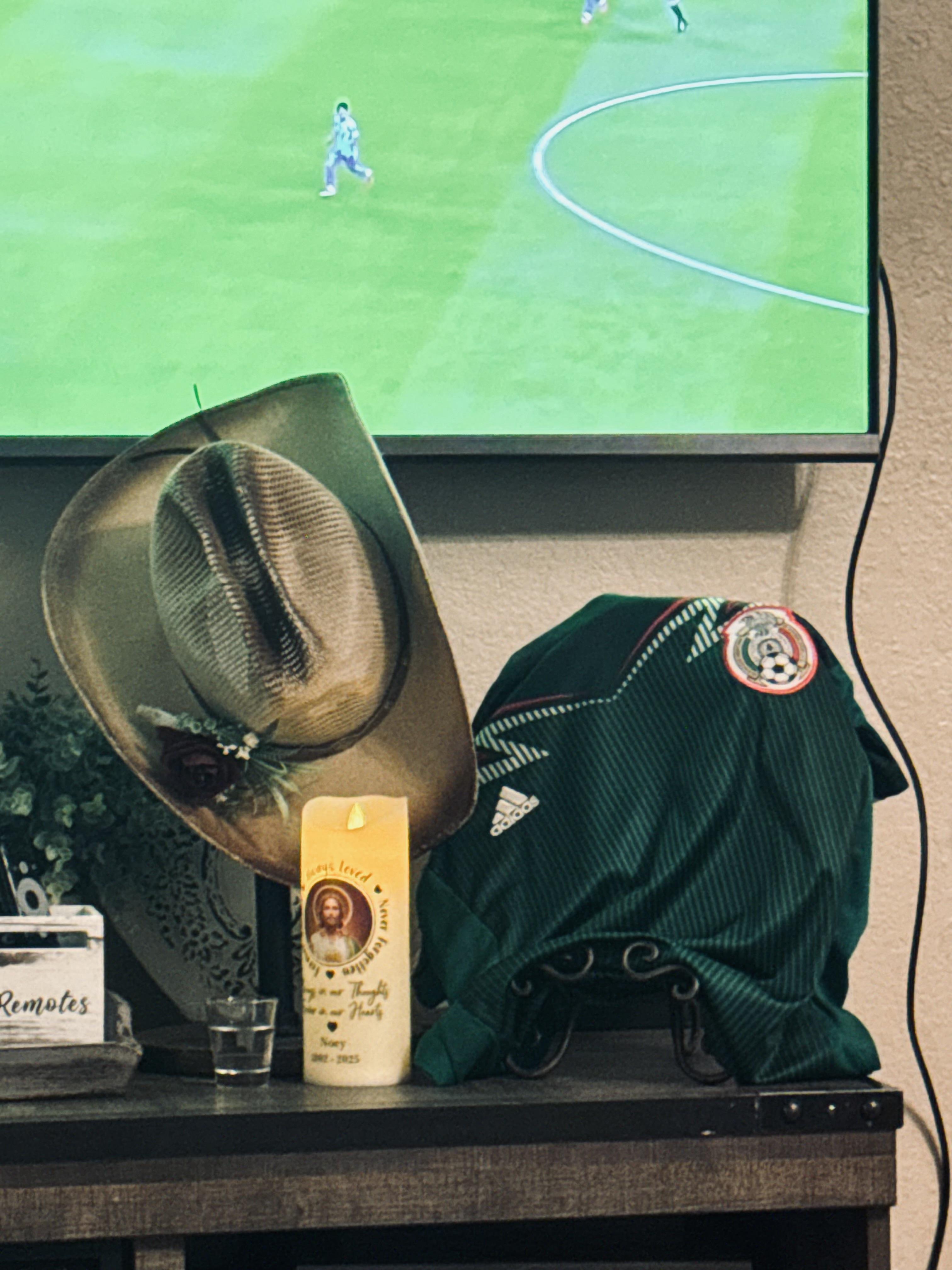 A hat and a hat on a table
