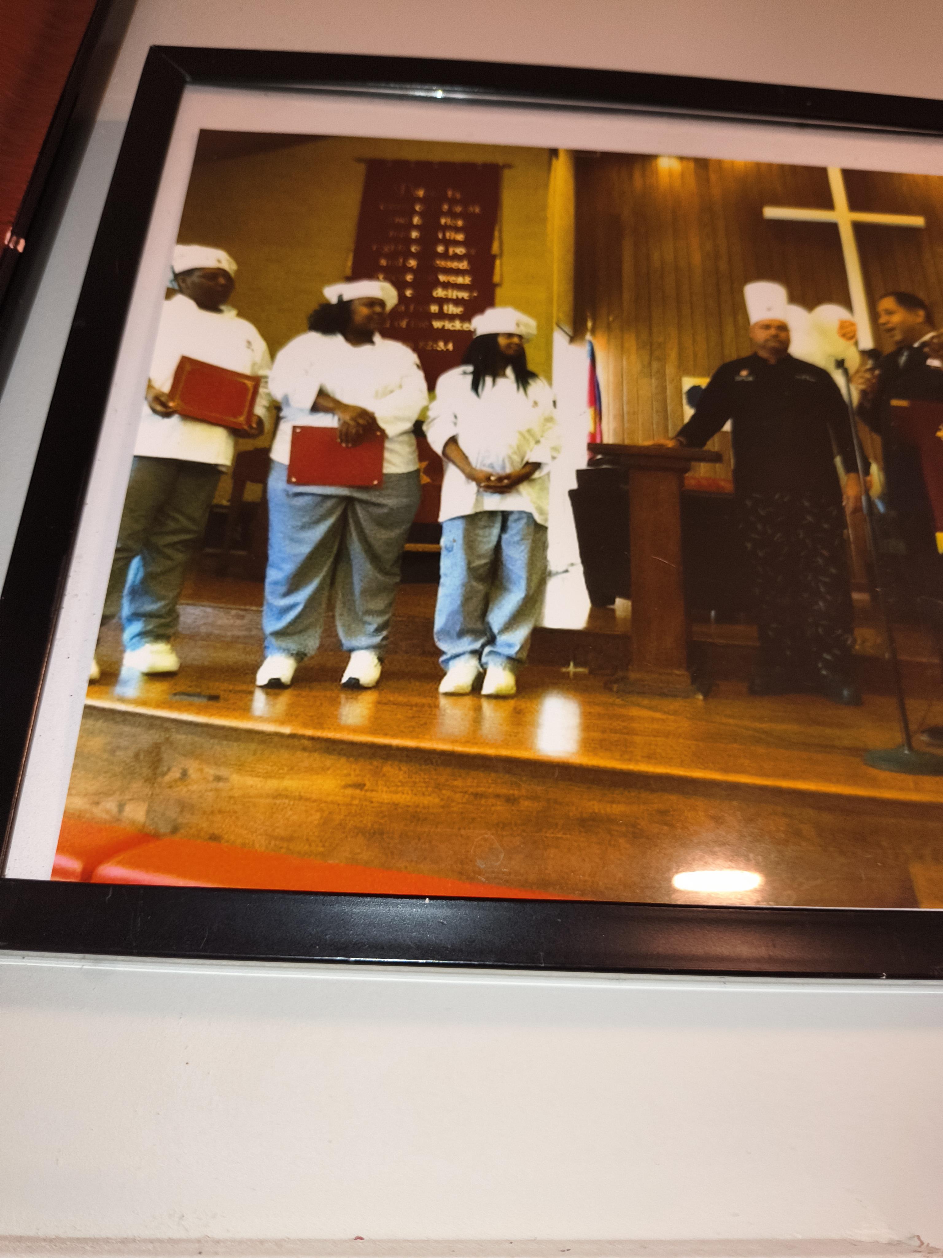 A group of people standing in a church