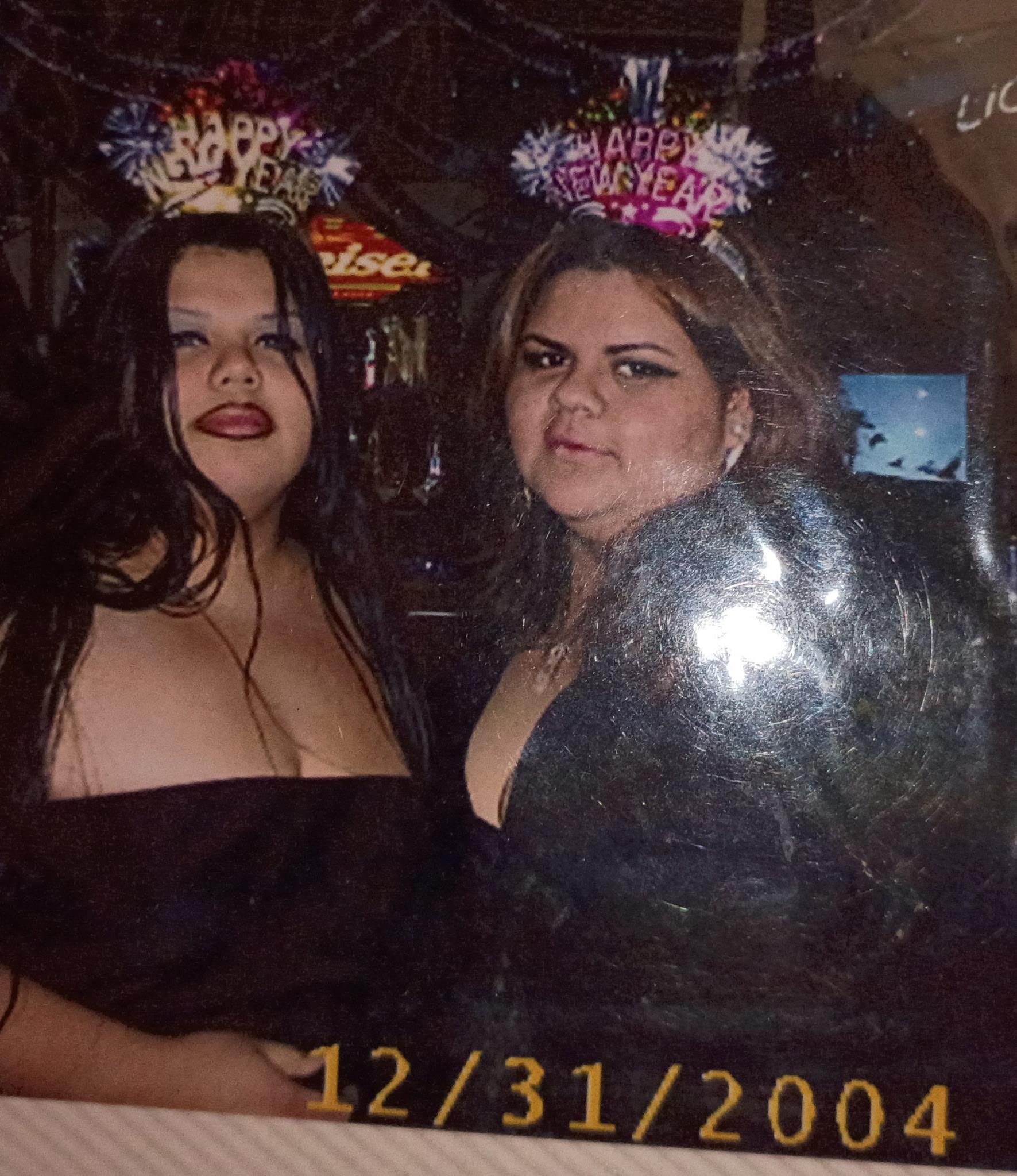 Women enjoy New Year's Eve festivities together, showcasing joyful expressions in elegant outfits.