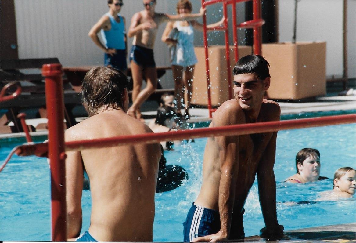 A group of people in a pool